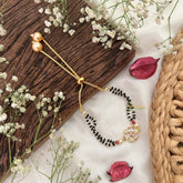 Vriksham AD Stone 3 Triangle With Three Pear Mangalsutra Bracelet-Red White-G18785